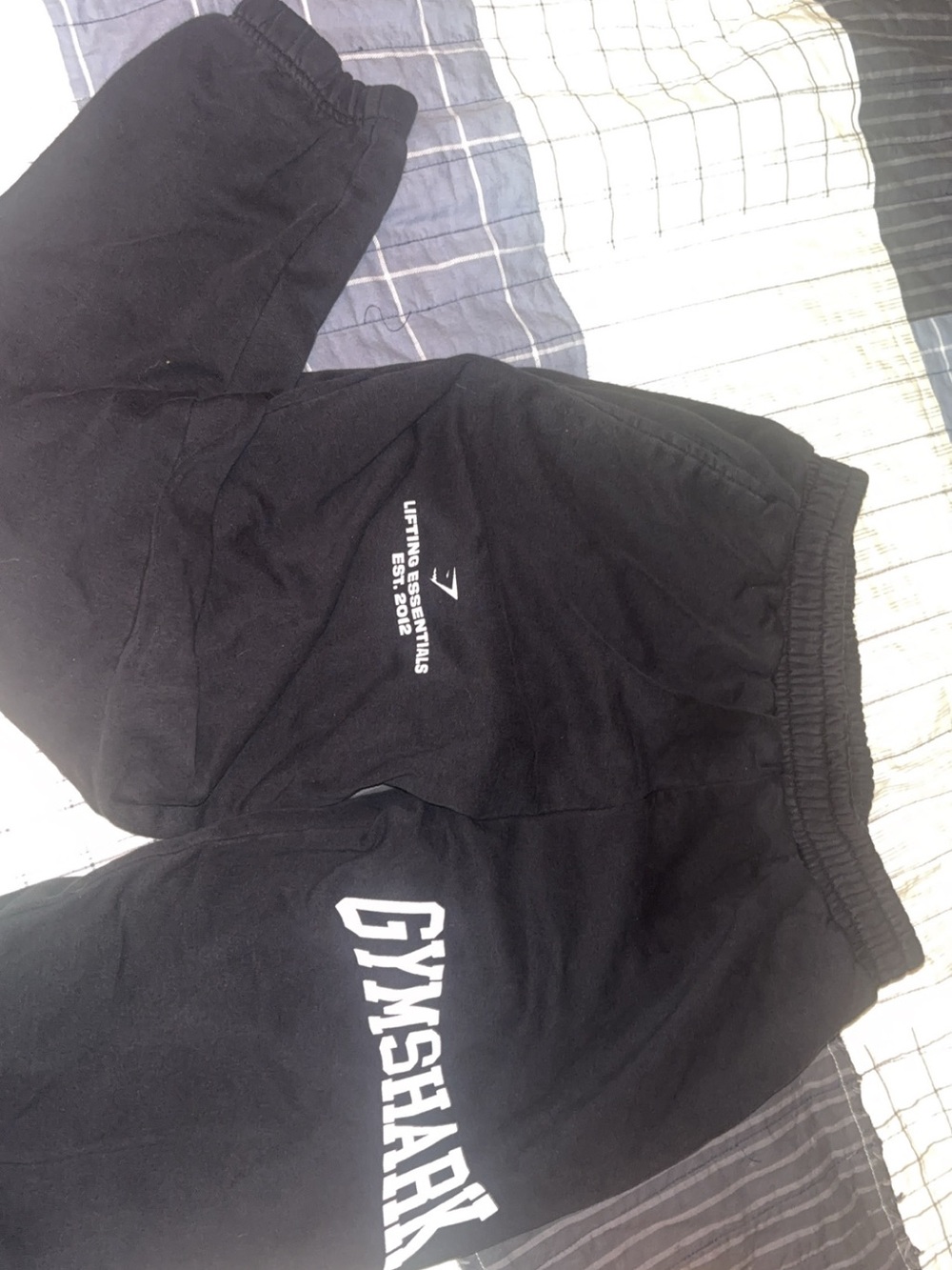 Gymshark Black Joggers with White Logo Accents